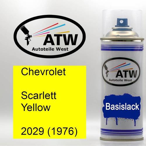 Chevrolet, Scarlett Yellow, 2029 (1976): 400ml Sprühdose, von ATW Autoteile West.